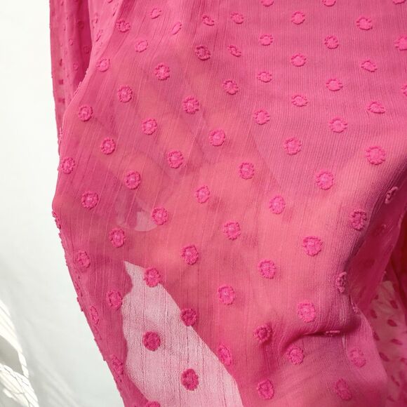 Torrid Womens Pink V-Neck Tassel Swiss Dot Sheer Peasant Blouse Top Size 3X - Picture 3 of 10